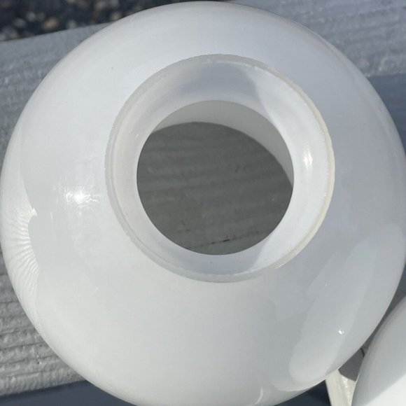 Pair of Vintage White Glass Mid-Century Modern Lamp Shades Round Modernist - Picture 8 of 14